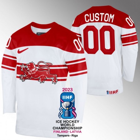 Maillot de Hockey Danemark Personnaliser IIHF World Championship 2023 Blanc - Homme Maillot de Hockey Danemark Personnaliser IIHF World Championship 2023 Blanc - Homme